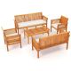 Costway 5 PCS Patio Furniture Set with Acacia Wood Frame & Removable Seat Cushions - Off White,Natural