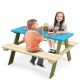 Costway Kids Wooden Picnic Table Set Solid Dining Table with Built-in Benches for Patio - Blue + Green + Beige