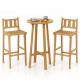 Costway 3 PCS Patio Bar Set Round Cocktail Table with 2 Armless Bar Height Stools - Natural
