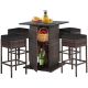 Costway Costway 5PCS Patio Rattan Bar Table Stool Set Hidden Storage Shelf Cushion - Black