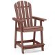 Costway 1 PCS Bar Stool HDPE Patio Chair with Armrest Footrest Home Indoor Outdoor - Brown