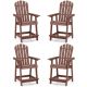 Costway 4 PCS Bar Stool HDPE Patio Chair with Armrest Footrest Home Indoor Outdoor - Brown