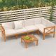 Costway 6 PCS Acacia Wood Patio Furniture Set with Cushions and Coffee Table for Garden - Off White,Natural