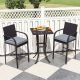 Costway 3 PCS Patio Wicker Bar Set Rattan Chairs & Square Table with Heavy-Duty Metal Frame - Black,Gray