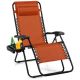 Costway Folding Zero Gravity Reclining Lounge Chairs Beach Patio with Utility Tray - Orange