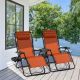 Costway 2 PCS Folding Zero Gravity Reclining Lounge Chairs Beach Patio with Utility Tray - Orange