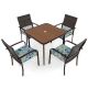 Costway 5 PCS Patio Dining Set with Wood-Plastic Tabletop & Umbrella Hole for Backyard - Brown
