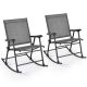 Costway 2 PCS Patio Folding Rocking Chair Heavy-Duty Metal Frame Rockers Outdoor - Gray