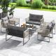Costway 8 PCS Patio Furniture Set PE Rattan Conversation Sofa Set with Thick Cushions - Gray