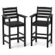 Costway Patio Adirondack Bar Chairs Set of 2 with Wide Armrests & Footrest Backrest - Black