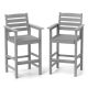 Costway Patio Adirondack Bar Chairs Set of 2 with Wide Armrests & Footrest Backrest - Gray