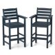 Costway Patio Adirondack Bar Chairs Set of 2 with Wide Armrests & Footrest Backrest - Navy