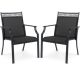 Costway Patio Chairs Set of 2 with All Weather Breathable Fabric High Backrest - Black