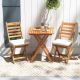 Costway 3-Piece Folding Bistro Set with Removable Seat Cushions Outdoor Table and Chairs - Natural,Off-White