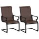 Costway Set of 2 Patio Chairs C-Spring Motion Chairs with Quick-drying & Breathable Fabric - Brown + Black
