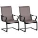 Costway Set of 2 Patio Chairs C-Spring Motion Chairs with Quick-drying & Breathable Fabric - Gray + Black