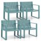 Costway Patio Chairs Set of 4 Weather-resistant Plastic Outdoor Armchairs - Blue