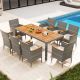 Costway 9 PCS Patio Dining Set for 8 Table and PE Rattan Chairs with 2