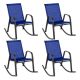 Costway 4 PCS Patio Rocking Chair Heavy-Duty Metal Rocker Outdoor Anti-Slip - Navy