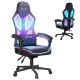 Bestier - Breathable Fabric Gaming Chair with RGB LED Lighting andAdjustable Armrests - Black