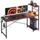 Bestier - Gaming Desk with RGB LED Lighting and 4-Tier Reversible Storage Shelves - Carbon Fiber Black
