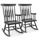 Costway - Set of 2 Wood Rocking Chair Porch Rocker Indoor Outdoor Seat Glossy Finish - Black