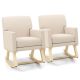 Set of 2 Costway Upholstered Rocking Chair with Widened Backrest Machine-washable Seat Cushion Cover - Beige