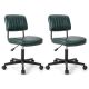 Costway 2PCS PU Leather Office Chair Adjustable Swivel Task Chair with Backrest - Green
