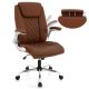 Costway PU Leather Office Chair Height Adjustable Executive Chair with Adjustable Headrest - Brown