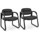 Costway Waiting Room Chair Set of 2 with Sled Base and Padded Arm Rest Home - Black