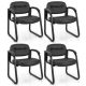 Costway Waiting Room Chair Set of 4 with Sled Base and Padded Arm Rest Home - Black