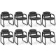 Costway Waiting Room Chair Set of 8 with Sled Base and Padded Arm Rest Home - Black