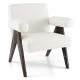 Costway - 1 PCS Upholstered Armchair Modern Accent Chair with Natural Rubber Wood Legs - White