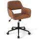 Costway Leathaire Home Office Chair with Ergonomic Backrest Padded Armrests Casters - Retro Brown