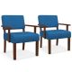 Costway 2PCS Linen Accent Chair Living Room Chair with Soft Padded Seat & Backrest - Blue