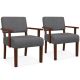Costway 2PCS Linen Accent Chair Living Room Chair with Soft Padded Seat & Backrest - Gray