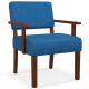 Costway Mid-Century Linen Accent Chair Living Room Chair with Soft Padded Seat & Backrest - Blue