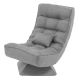Costway - 360° Swivel Floor Chair 5-Level Adjustable Lazy Chair w/ Massage Pillow - Gray