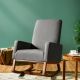 Costway - Mid Century Rocking Chair Nursery Armchair Retro Fabric Upholstered - Gray