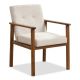 Costway Modern Accent Chair Upholstered Linen Fabric Armchair with Solid Wood Legs - Beige