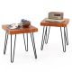 Costway 2 PCS Square End Table Accent Side Table Reclaimed Indonesia Teak Wood Plant Stand Patio - Brown