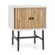 Costway Sliding Door Nightstand Mid-century Modern Storage End Table with Cabinet - Distressed White