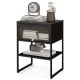 Costway 1 PCS Home Nightstand 3-Tier Storage Table with Door Open Shelf Heavy-duty Metal Frame - Black