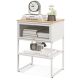 Costway 1 PCS Home Nightstand 3-Tier Storage Table with Open Shelf Heavy-duty Metal Frame - White
