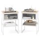 Costway 2 PCS Home Nightstand 3-Tier Storage Table with Open Shelf Heavy-duty Metal Frame - White
