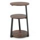 Costway 1 PCS 3-Tier Round Side Table with Metal Frame & Adjustable Foot Pads Nightstand - Rustic Brown & Black