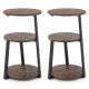 Costway 2 PCS 3-Tier Round Side Table with Metal Frame & Adjustable Foot Pads Nightstand - Rustic Brown & Black