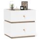 Costway 1 PCS 2-Drawer Nightstand Modern Bedside Table with Storag Raised Edge for Living Room - Natural + White