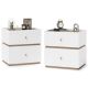 Costway 2 PCS 2-Drawer Nightstand Modern Bedside Table with Storag Raised Edge for Living Room - Natural + White