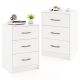 Costway 2 PCS 3-Drawer Nightstand Modern Bedside Table with Storage Anti-Toppling Kit for Bedroom - White
